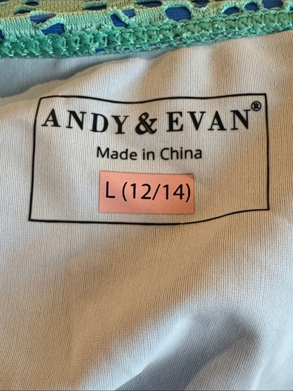 Andy & Evan Girls' Eyelet One-Piece Swimsuit Aqua Large 12/14